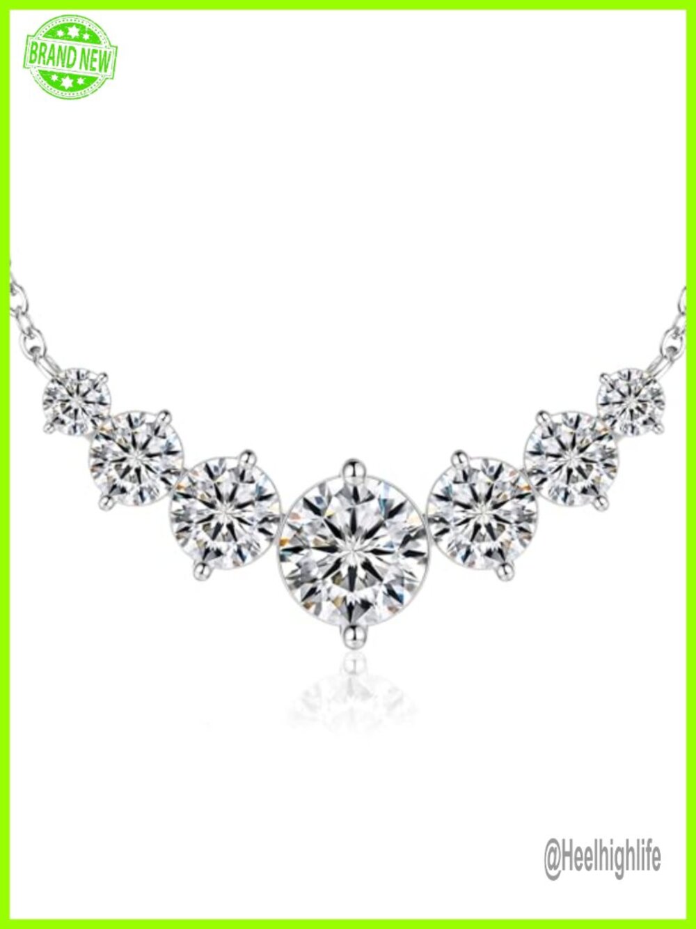 Moissanite Necklace 18K Gold Plated Sterling Silver Pendant for Women